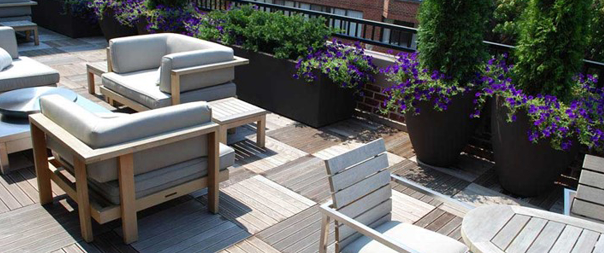 Private Wood Tile Decked Terrace