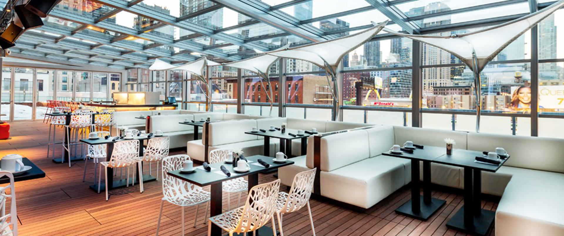 Enclosed Luxury Rooftop Dining Space